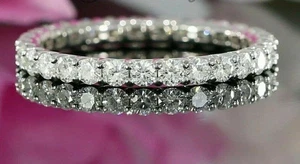 2 kt Rundschliff simulierter Diamant Verlobungsring Ewigkeit 14 kt Weißgold Oberfläche - Bild 1 von 9