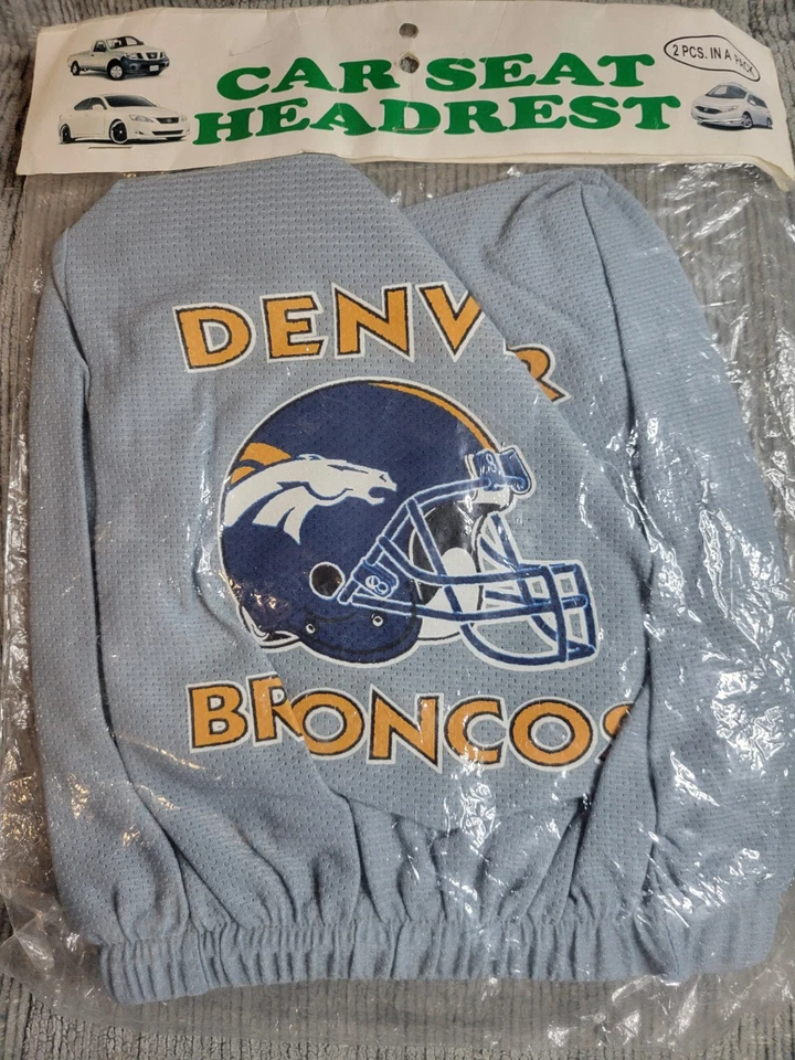 Чехол на подголовник автомобильного сиденья Denver Broncos — упаковка 2 шт. — универсальный размер — новый из старых запасов - Изображение 1 из 1