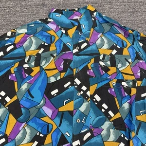 Jazzman Silk Shirt Men Large Colorful Geometric Disco Vaperwave 90s 80s Dance - Picture 1 of 11