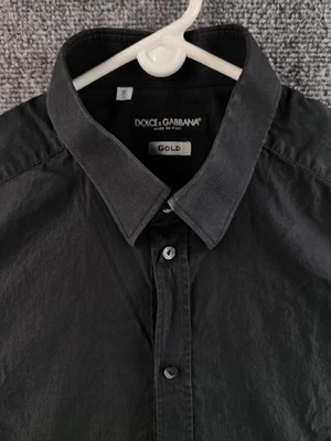 Camisa Dolce & Gabbana Dorada Negra Talla 16 (41) Abotonada Manga Larga Italia Hombres Foto 1 de 4