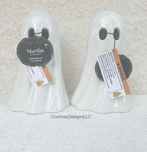 Martha Stewart Ceramic Light Up Ceramic Ghosts- SET of 2 - NEW w/Tags - Picture 1 of 3