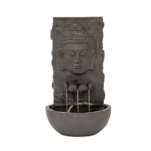 30 in H Fiber Resin Wall Buddha Zen Outdoor Garden Water Fountain w/Warm LED ... - Picture 1 of 9