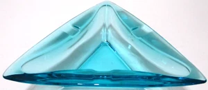 Vintage Hazel Atlas Glass Ashtray Capri Blue Triangle Shaped 6 5/8" - Picture 1 of 5