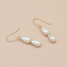 Pearl Drop Dangle 14k GF Gold Earrings for Women Bridal Jewelry Dania De Bortoli