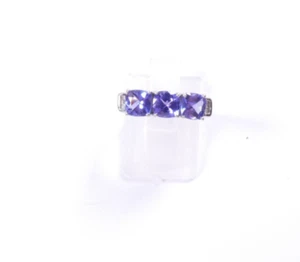 Ring 9 carat white gold size J Tanzanite Diamond three stone - Picture 1 of 8