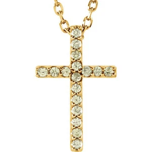 Collar cruz de peridoto de 16" en oro amarillo de 14 K - Imagen 1 de 2