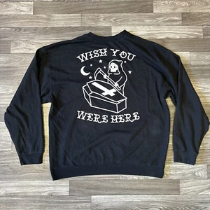 Sudadera Spencer’s Cuello Redondo Hombre’s XL Ataúd Esqueleto Halloween Negra Sólida Y2K - Imagen 1 de 7
