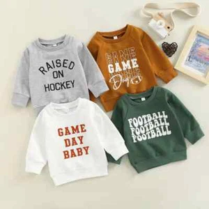 Sports Baby Sweatshirt Hoodie Game Day Football Hockey Pullover Gift Toddler - Picture 1 of 14