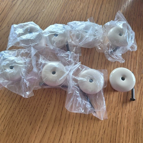 10 Vintage 1.5" Porcelain Drawer Pulls Knobs Cover