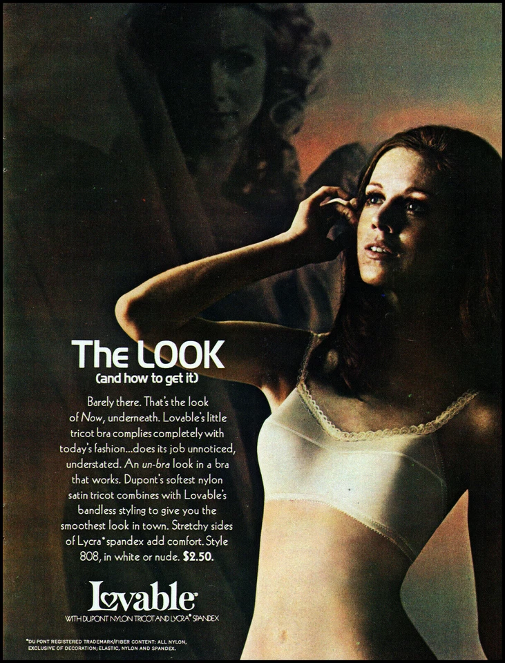 1970 Teenage Girl modeling Lovable bandless Bra the look retro print ad ads64 - Изображение 1 из 1