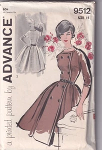 VINTAGE 1960'S ADVANCE SEWING PATTERN #9512 - WOMEN'S DRESS - SIZE 14 - Picture 1 of 2