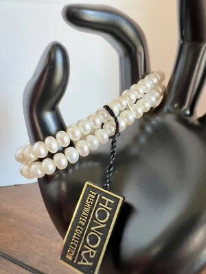 NUEVO BRAZALETE ELÁSTICO HONORA DOBLE HEBRA PERLAS DE AGUA DULCE Y PLATA ESTERLINA Foto 1 de 4