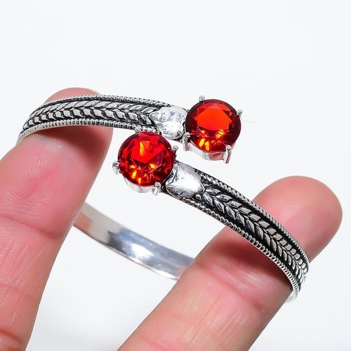 VALENTINO Bracciale Braccialetto Argento Sterling 925 Granato Rosso Fatto a Mano