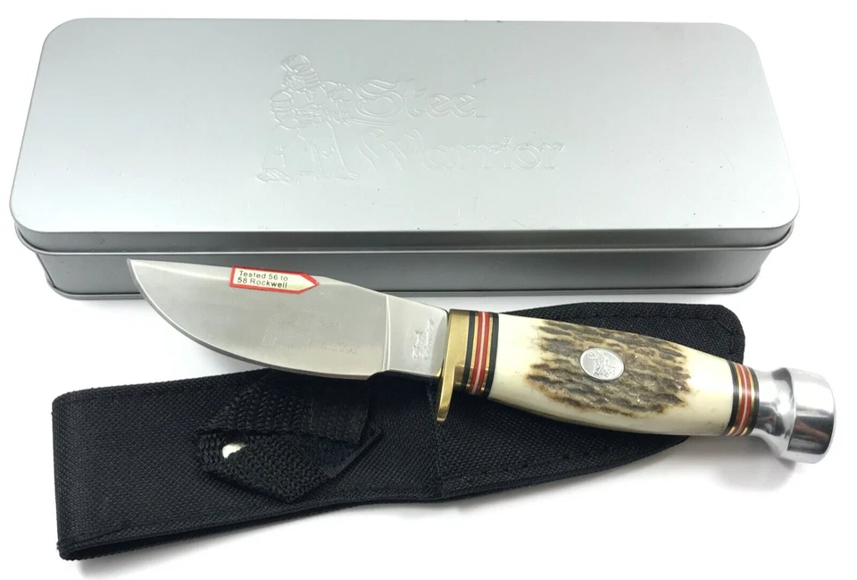 Steel Warrior Fixed Blade Knife STAG + Sheath & Gift Tin 9483-LP - Image 1 of 4