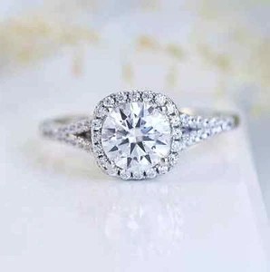 1.5 Ct Simulated Diamond Round Engagement Wedding Ring Sterling Silver - Picture 1 of 5