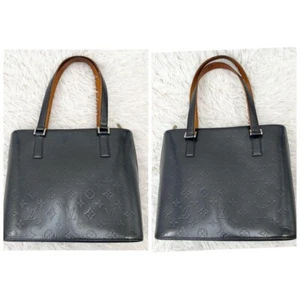 LOUIS VUITTON Monogram Stockton Tote Bag Handbag M55115 navy from Japan Used - Picture 1 of 10
