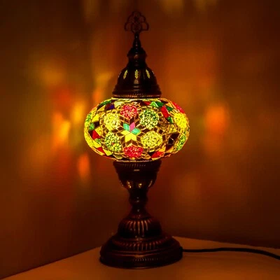 Turkish Moroccan Lamp Colourful Glass Mosaic Handmade Table Desk Light-Free Bulb - Image 1 of 4