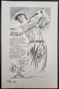 SELTENES Vintage Ben Hogan Golf 17" x 11" Druck Poster von Krenz - Bild 1 von 5