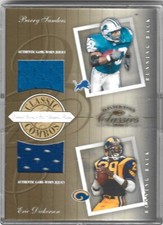 BARRY SANDERS / ERIC DICKERSON 2001 DONRUSS CLASSICS COMBO GAME JERSEY #88/100