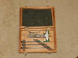 Mitutoyo 129-127 Depth Micrometer Set 0-6" Range .001" Grads #DMC 2.5-4 - Picture 1 of 2