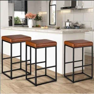 24''/30" Bar Stool 2sets Backless Counter Height PU Leather Bar Chairs mul-color - Picture 1 of 51