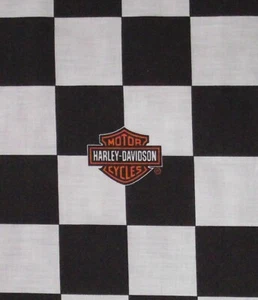 HARLEY DAVIDSON Motorcycle Fabric Checkered Flag Allover Craft Quilting Sm FQ - Picture 1 of 3