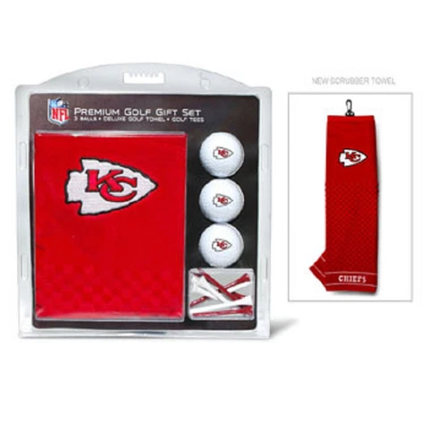 Kansas City Chiefs NFL Regulation Size Golf Balls Tees Embroidered Towel Set Cover