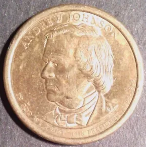 2011D Andrew Johnson Pres Dollar Error, Light Incuse Edge Lettering - Circulated - Picture 1 of 12