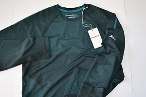 Tommy Bahama T Tee Shirt Jet Stream Performance Crew Black Green LS Medium M - Picture 1 of 5