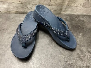 Sandalias Vionic Mujer 6 M Kehoe Zapatos Cuero Azul Tachuelas Plataforma Cómoda Tanga - Imagen 1 de 17