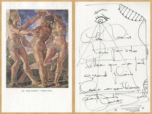 Maria Morgan-Snell (1920-2007) - Brazilian artist - Rare signed card + Sketch - Picture 1 of 3