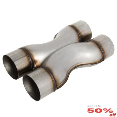 3" ID Exhaust  Stainless Steel X Pipe, 12" Long Crossover X-Shape Exhaust Pipe - Image 1 of 4