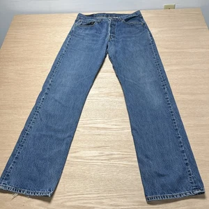 Jeans Levi's 501 uomo 33x34 blu demin bottone mosca gamba dritta vita media linguetta rossa - Foto 1 di 20