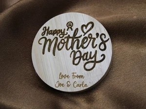 Handmade Personalised Engraved Bamboo 'Happy Mother's Day' Wooden Magnetic Bottl - Picture 1 of 4