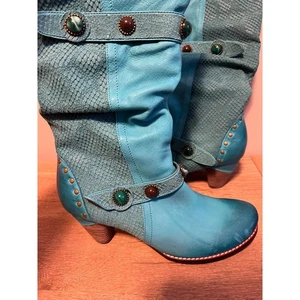 L’artiste Spring Step Boots Genuine Leather Promenade Turquoise (size 9 US) - Picture 1 of 4