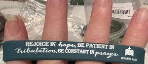 Romans 12:12 - Christian Wristband - Bible Verse Bracelet - Jesus - Blue NEW - Picture 1 of 2