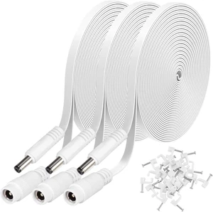 Cable extension 3p 20ft 12v dc 2 1x5 5mm camara cctv led auto blanco compatible - Picture 1 of 12