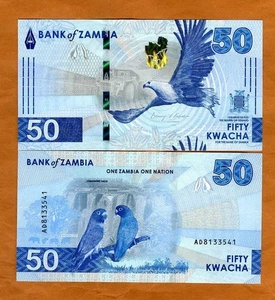 Zambia, 50 Kwacha, 2024 (2025), P-W64, UNC Loros, completo rediseñado - Imagen 1 de 1