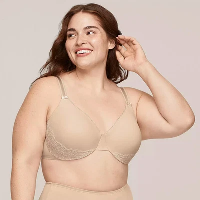 Olga 40C 米色豪华提升文胸 带匹配花边钢圈 #35063 全新带标签 全新 — 第 1/4 张图片