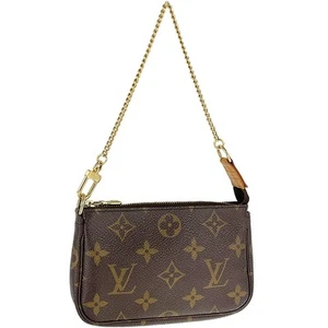 Louis Vuitton Monograma Mini Pochette Accesorios Cuero Tela Marrón Bolsa 3333 - Imagen 1 de 19