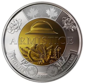 2018 Canada Armistice - WWI end $2 NON-COLOURED Toonie -- from roll - Picture 1 of 2