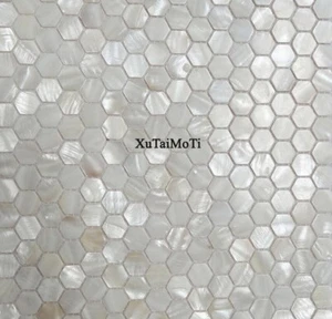 1PCS white hexagon shell mosaic mother of pearl bathroom background wall tile - Picture 1 of 5