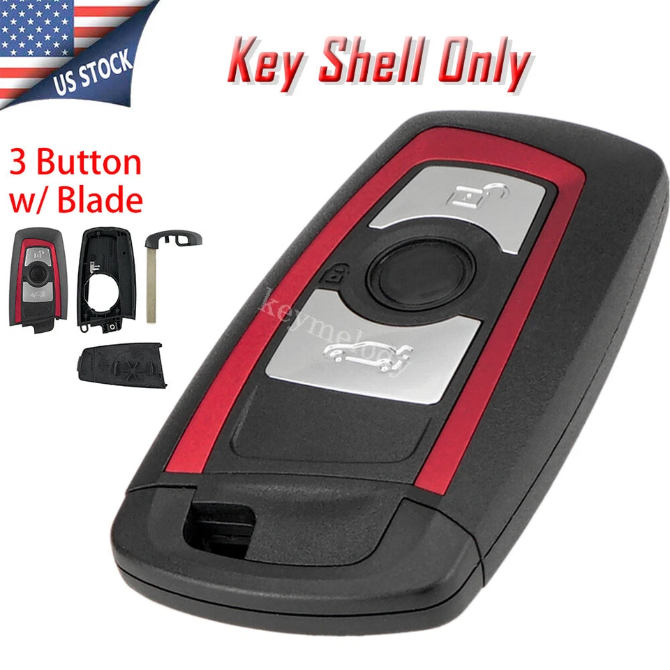 Red 3B Remote Car Key Fob Shell Case For BMW 1 3 5 F Series 428i 420i 328i 320i - Image 1 of 4