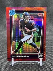 2021 Donruss Optic Justin Fields Rated Rookie RC Red Hyper Prizm Bears #204