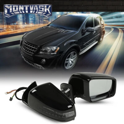 Conjunto de espejo retrovisor lateral negro apto para 05-11 Mercedes Benz W164 X164 ML GL Foto 1 de 4