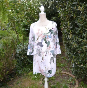Jolie Robe tunique femme blanc fleuri taille 38 40 sud express - Imagen 1 de 9