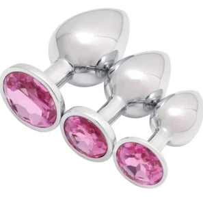 Analplug Edelstahl Butt Plug 3er Set Prostata Sexspielzeug Silikon Stöpsel - Bild 1 von 9