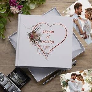 Personalised Wedding Photo Album Gift Rose Gold Heart UV-1345 - Picture 1 of 3