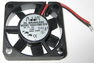 Adda 40 mm x 10 mm Thin Fan with Bare Wire Ends - 12 V DC - 5.7 CFM - 7 Blades - Picture 1 of 6