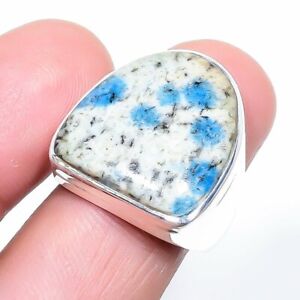 K2 Azurite Gemstone Handmade Ethnic Silver Fashion Jewelry Ring Size 7.5 SR2919